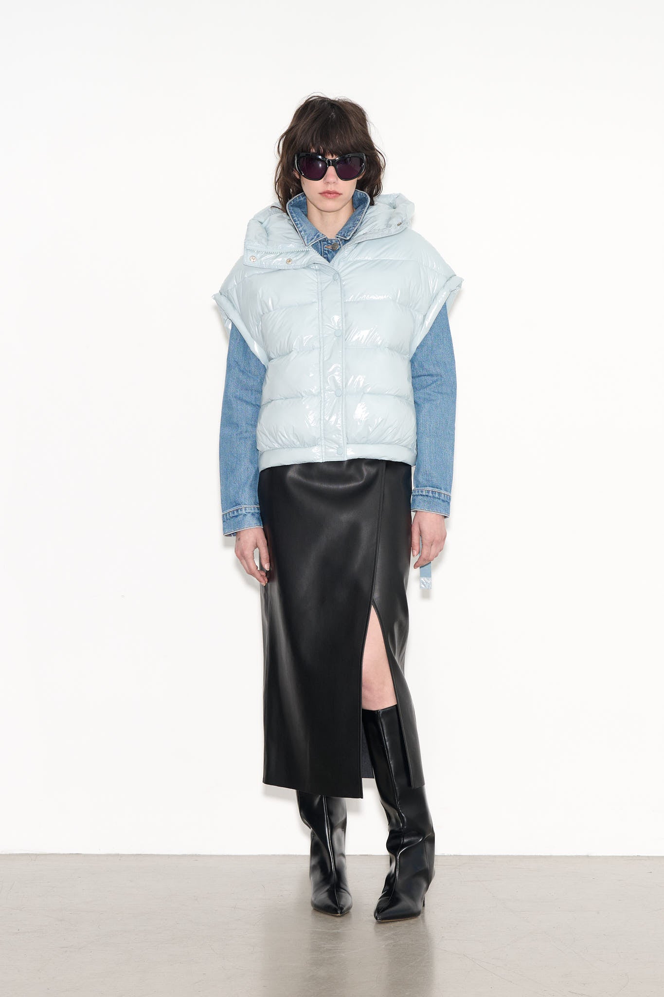 Doudoune sans manches oversize B - WEEKEE ICY ICY BLUE - School Rag
