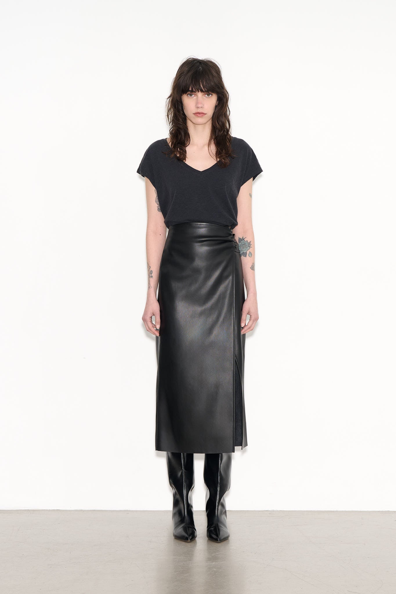 Jupe droite longueur midi JADYS BOLD NOIR - School Rag