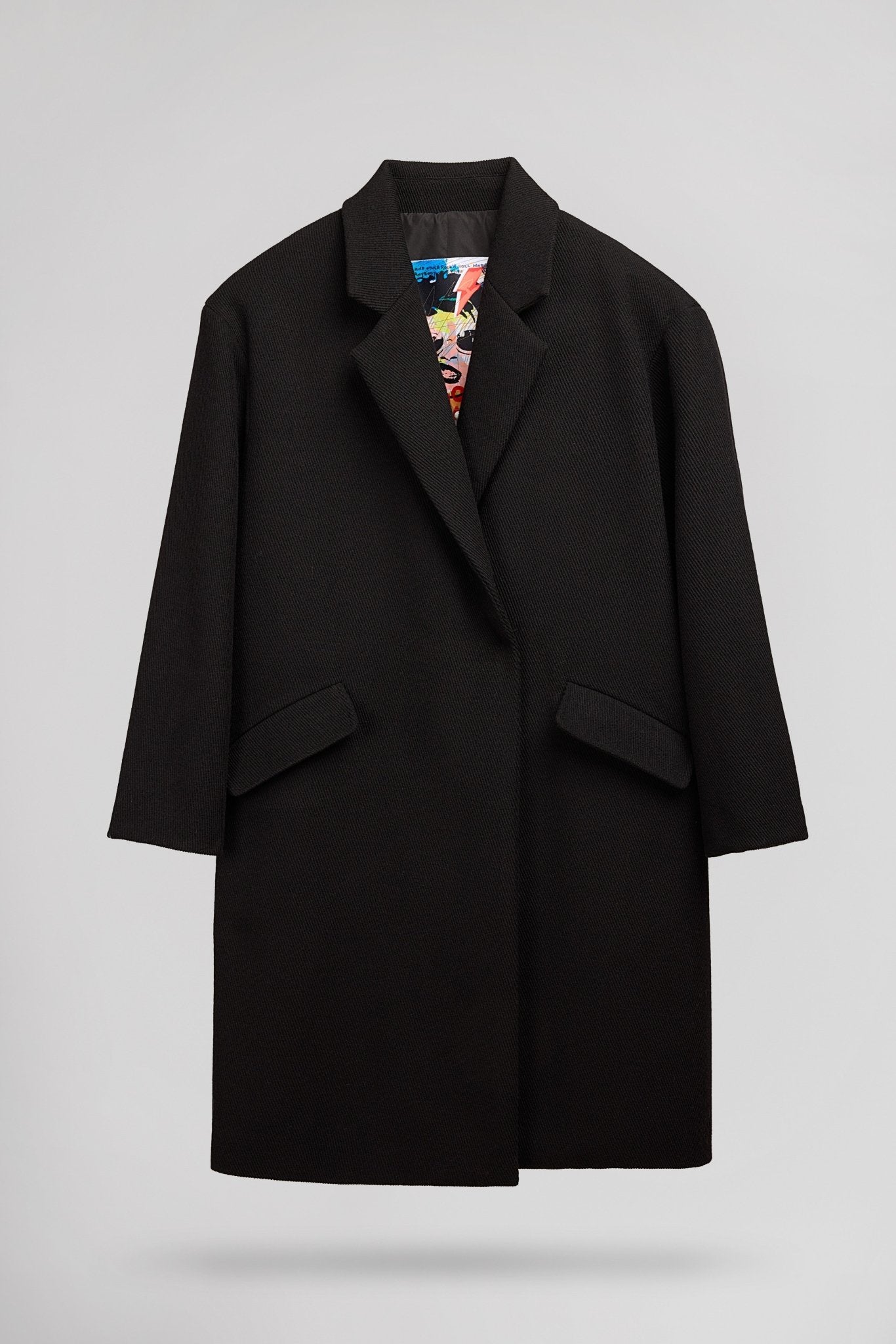Manteau coupe entravée col tailleur MACHA NOIR - School Rag