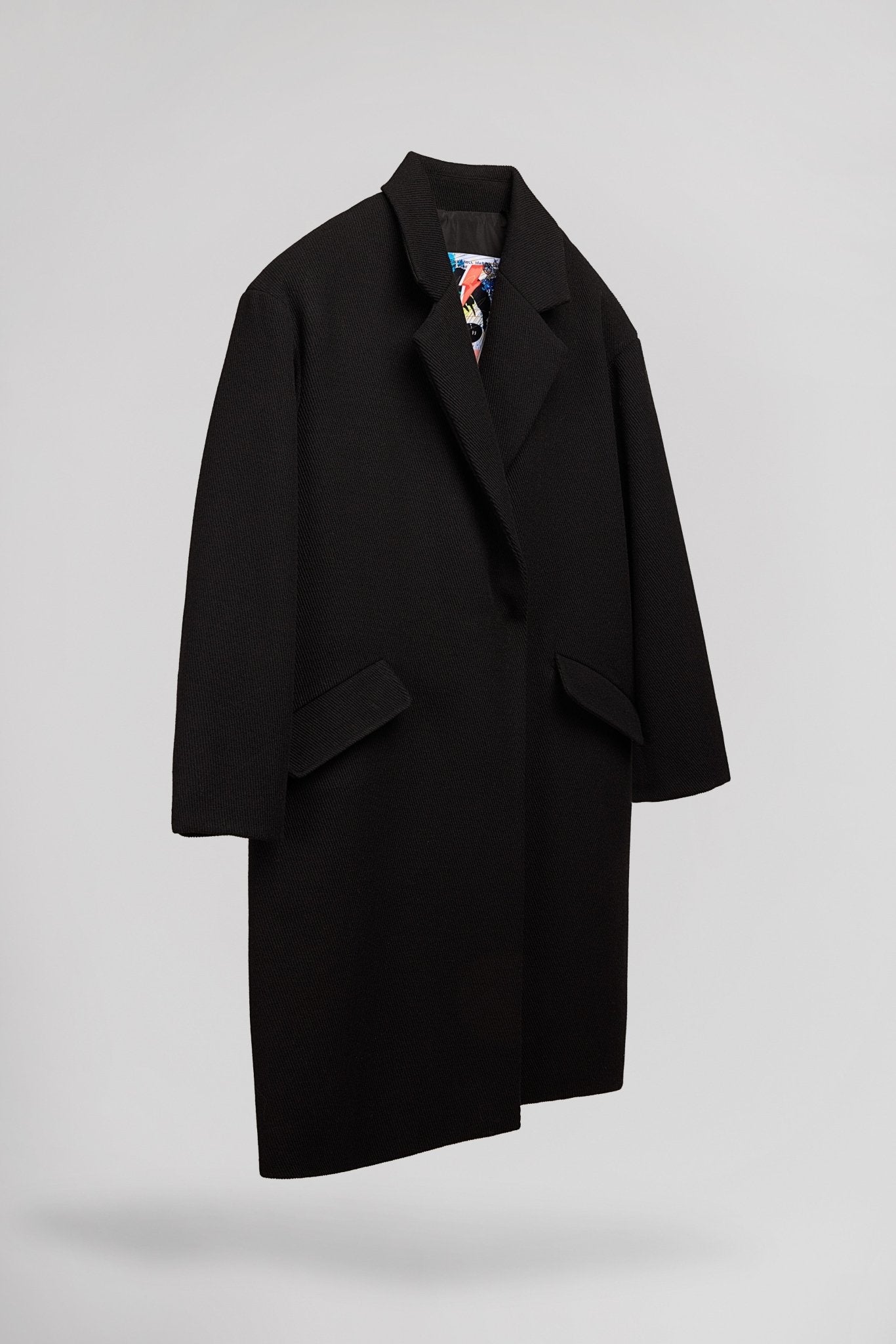 Manteau coupe entravée col tailleur MACHA NOIR - School Rag