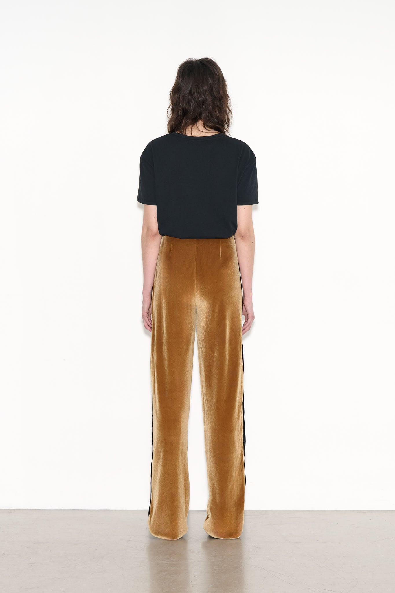 Pantalon droite taille haute PTL - HAZEL CAMEL VELVET - School Rag