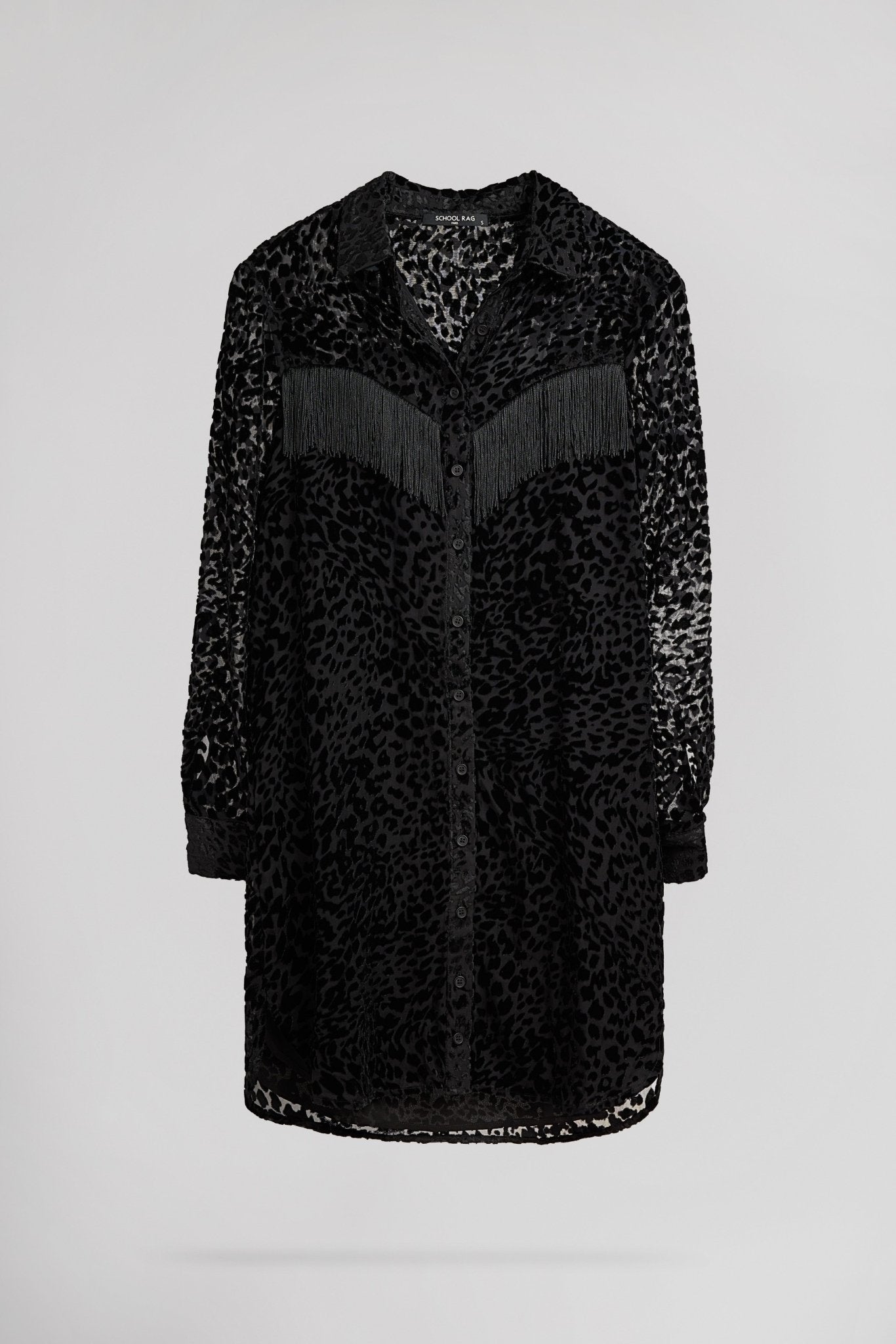Robe chemise motif panthère R - VELVET NOIR - School Rag