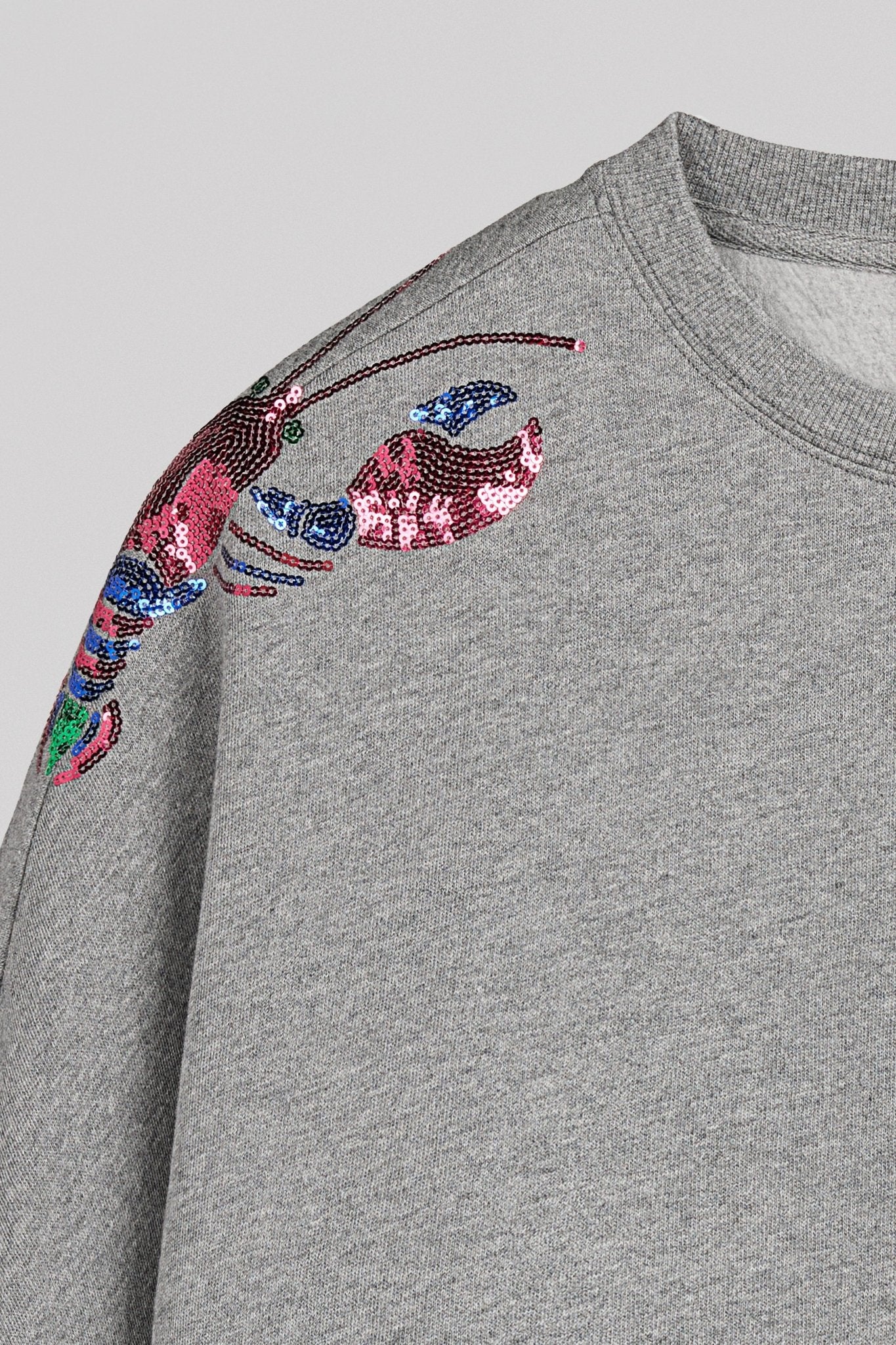 Sweat court oversize SAURIA SEQUINS MID GREY MELANGE - School Rag