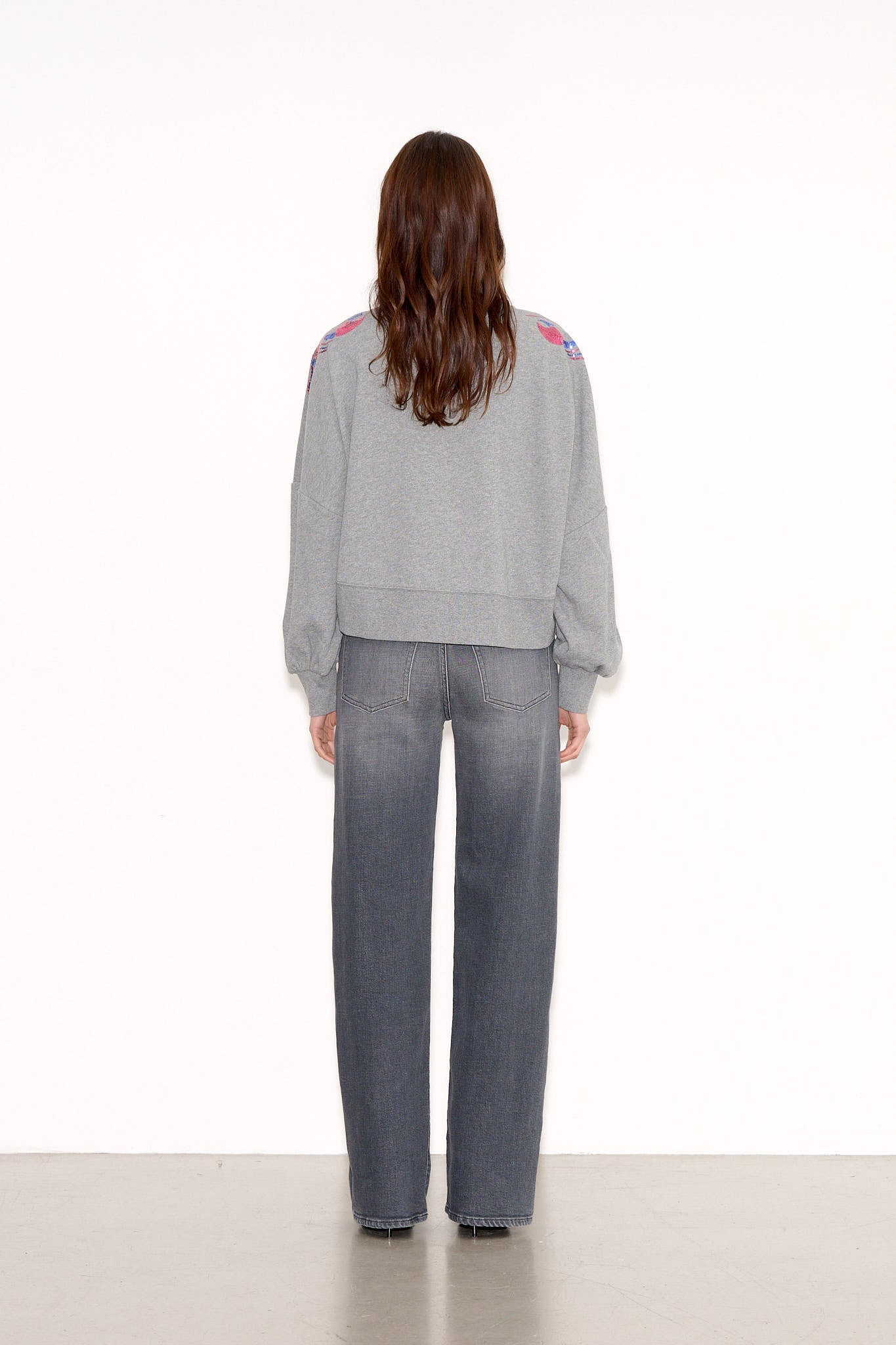 Sweat court oversize SAURIA SEQUINS MID GREY MELANGE - School Rag