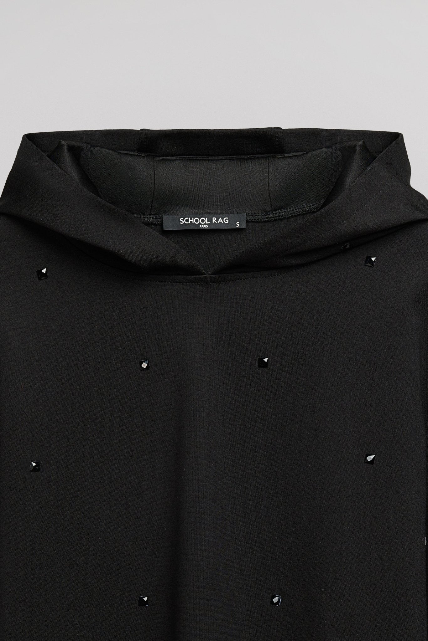 Sweat large à capuche perles strass SULLY GRAHAM NOIR - School Rag