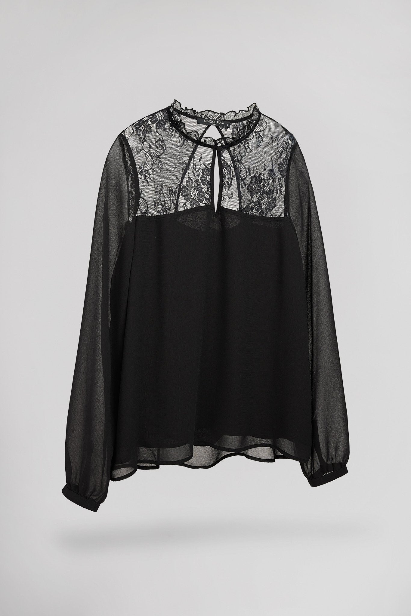 Top ample manches transparentes T - GOTH NOIR - School Rag