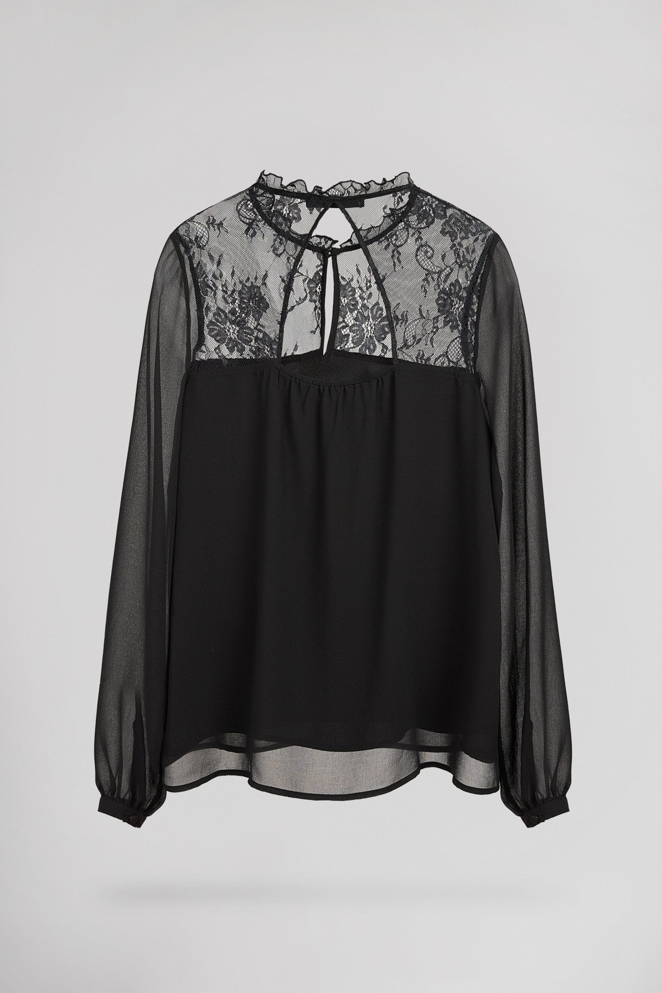Top ample manches transparentes T - GOTH NOIR - School Rag