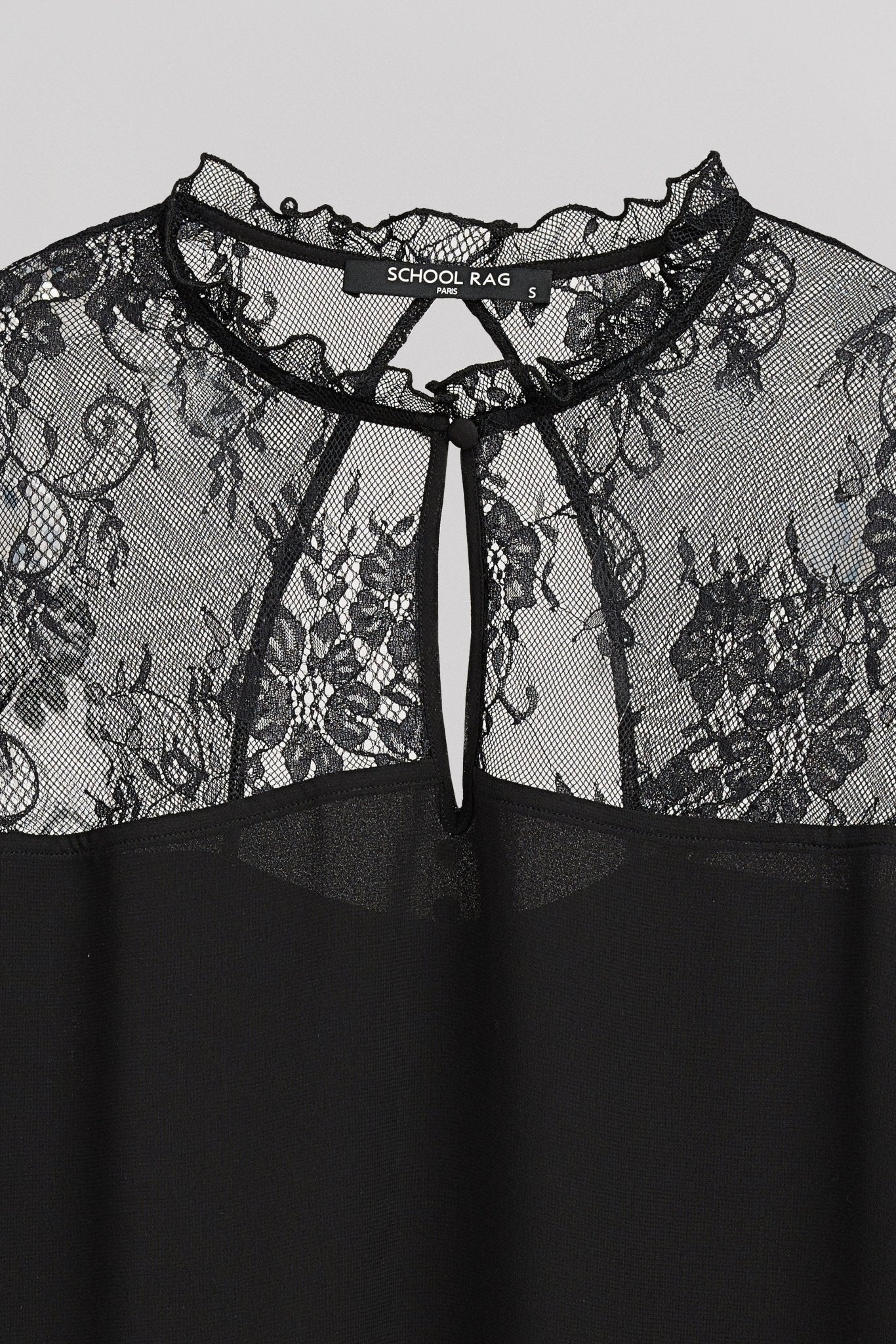 Top ample manches transparentes T - GOTH NOIR - School Rag