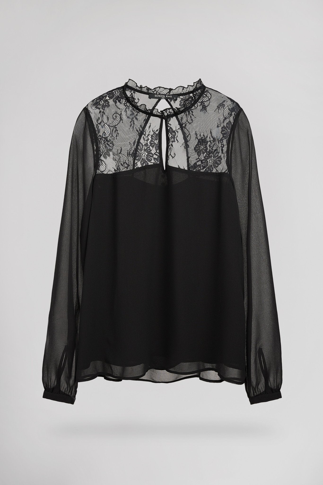 Top ample manches transparentes T - GOTH NOIR - School Rag