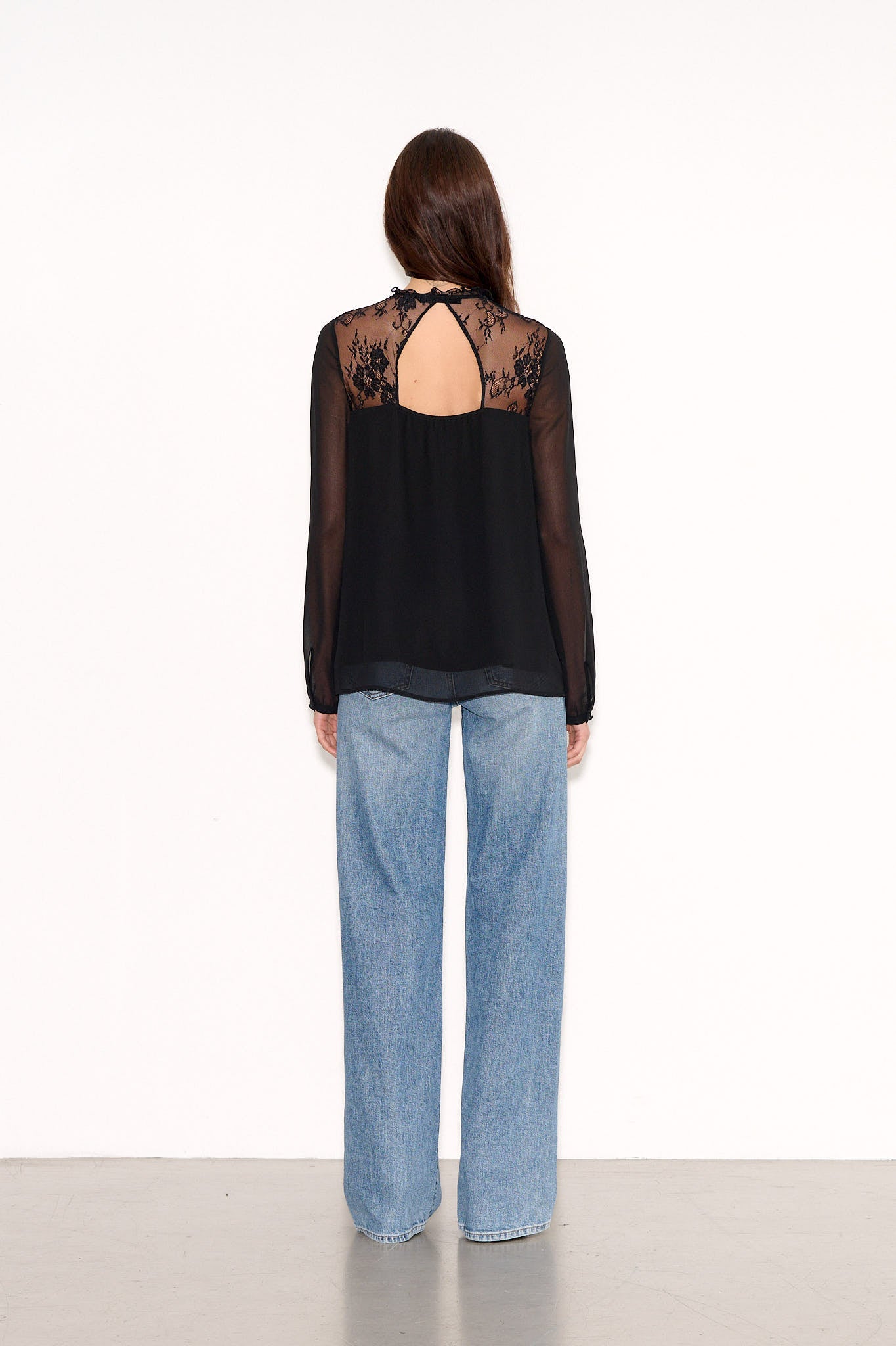 Top ample manches transparentes T - GOTH NOIR - School Rag
