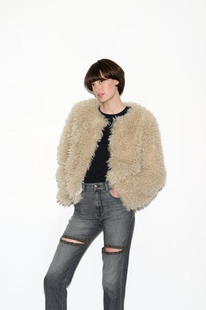 Blouson fourrure BUFFY BEIGE - School Rag