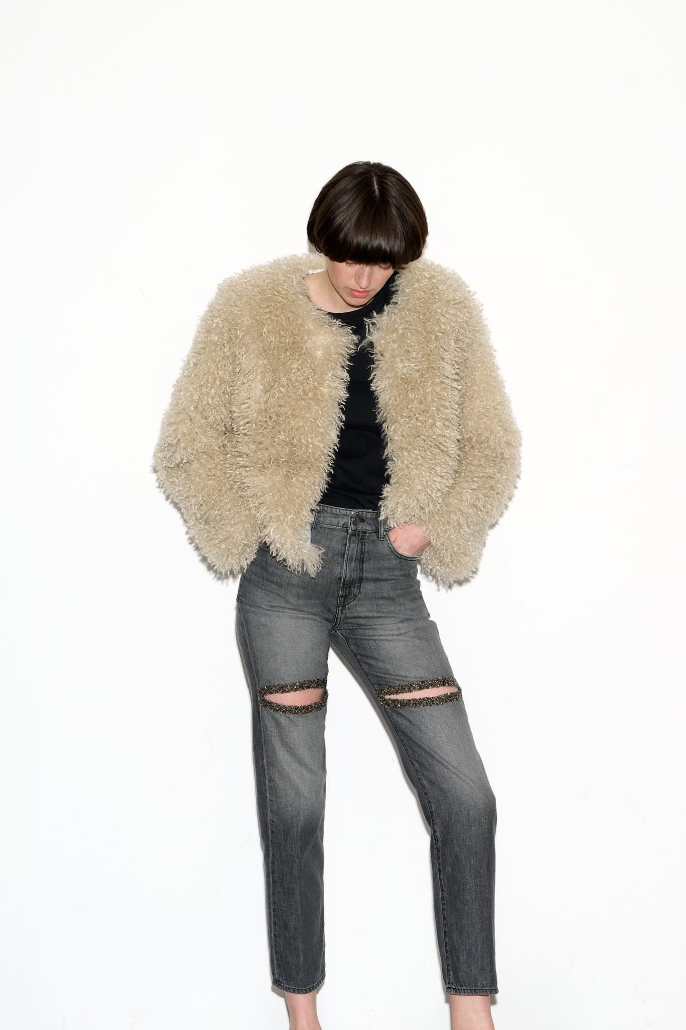 Blouson fourrure BUFFY BEIGE - School Rag