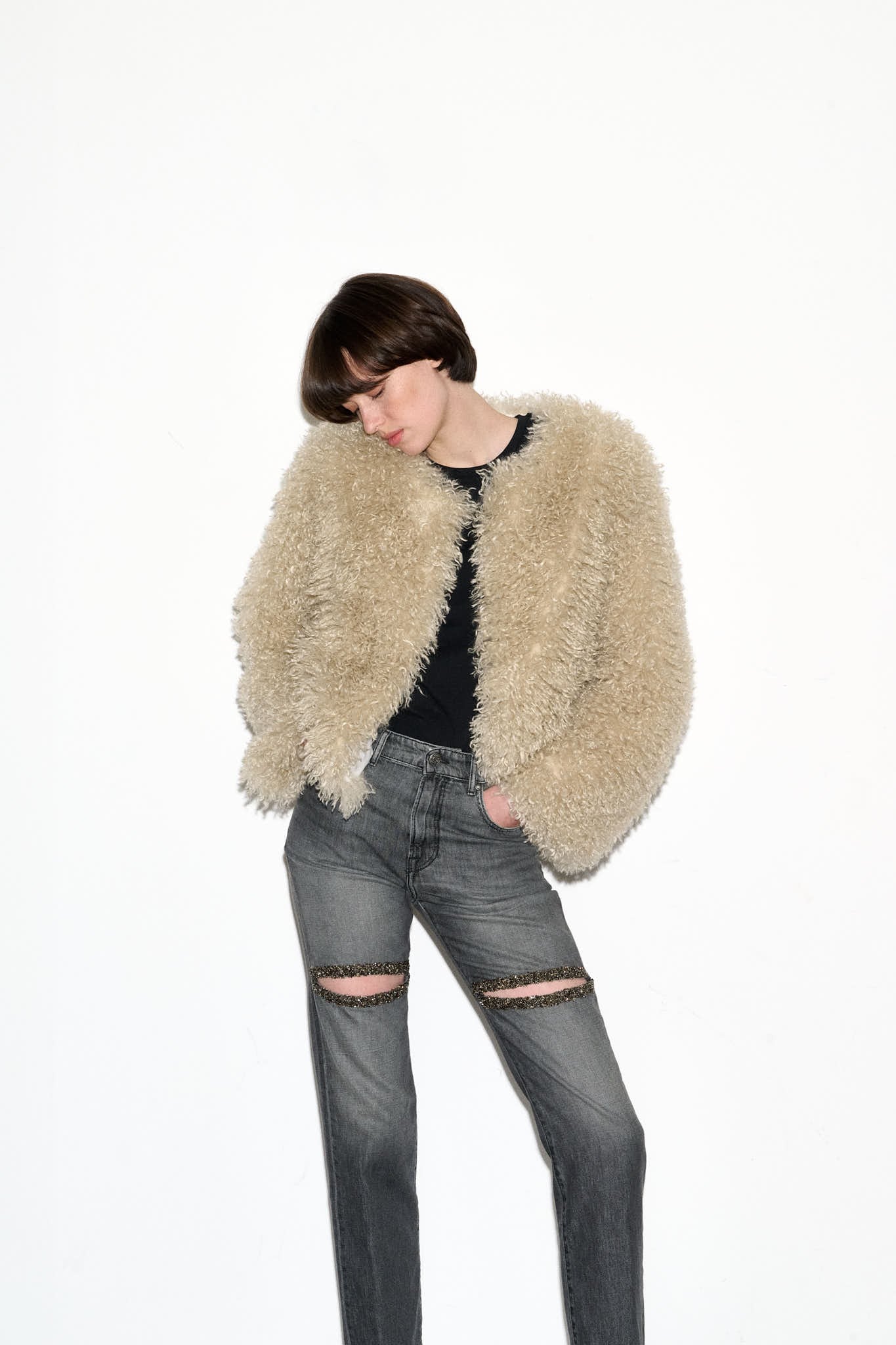 Blouson fourrure BUFFY BEIGE - School Rag