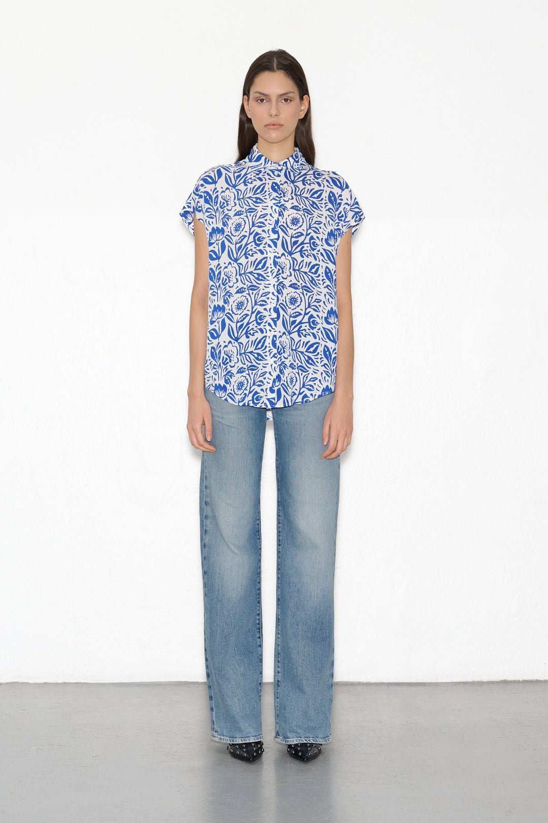 Chemise COURTY PRINT FLEUR BLEUE - School Rag
