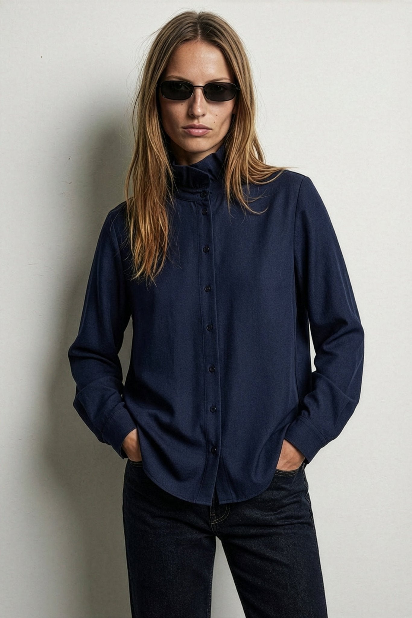 Chemise effet denim et col à volant FREE FRILL - School Rag