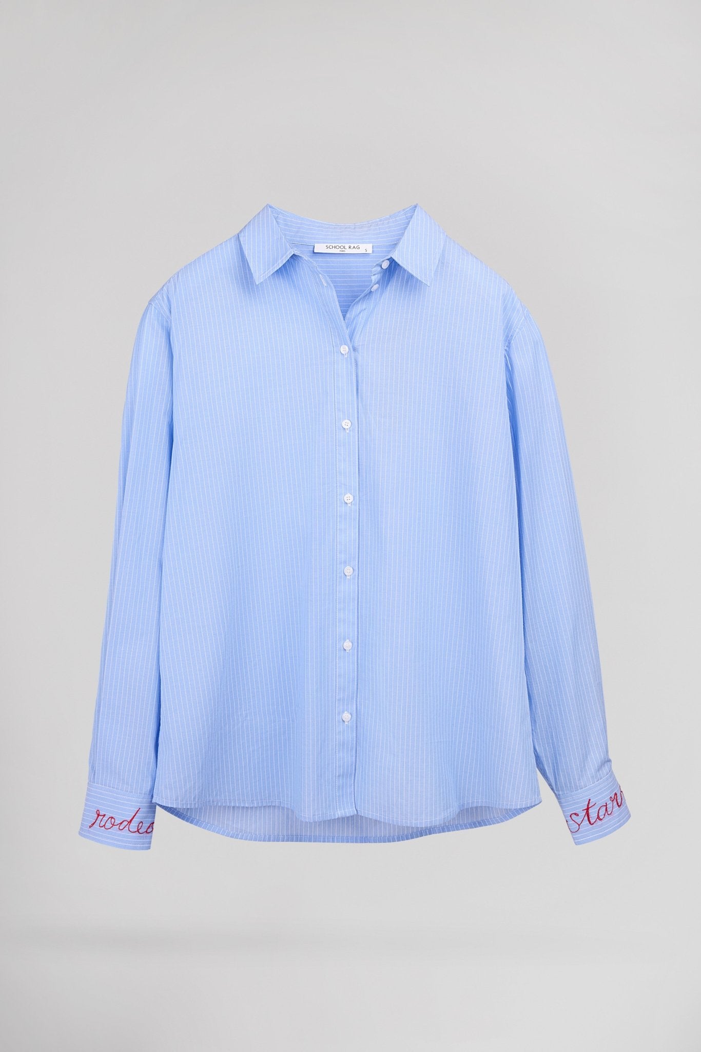 Chemise masculine rayée brodée CHERIE STAR - School Rag