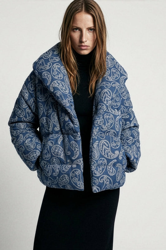 Achat Doudoune oversize en denim matelassé BLOOMER PAISLEY - School Rag