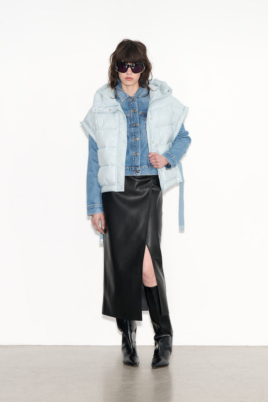 Achat Doudoune sans manches oversize B - WEEKEE ICY ICY BLUE - School Rag