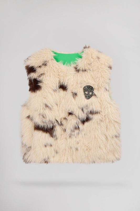 Achat Gilet en fausse fourrure motif vache KAHSHA - School Rag