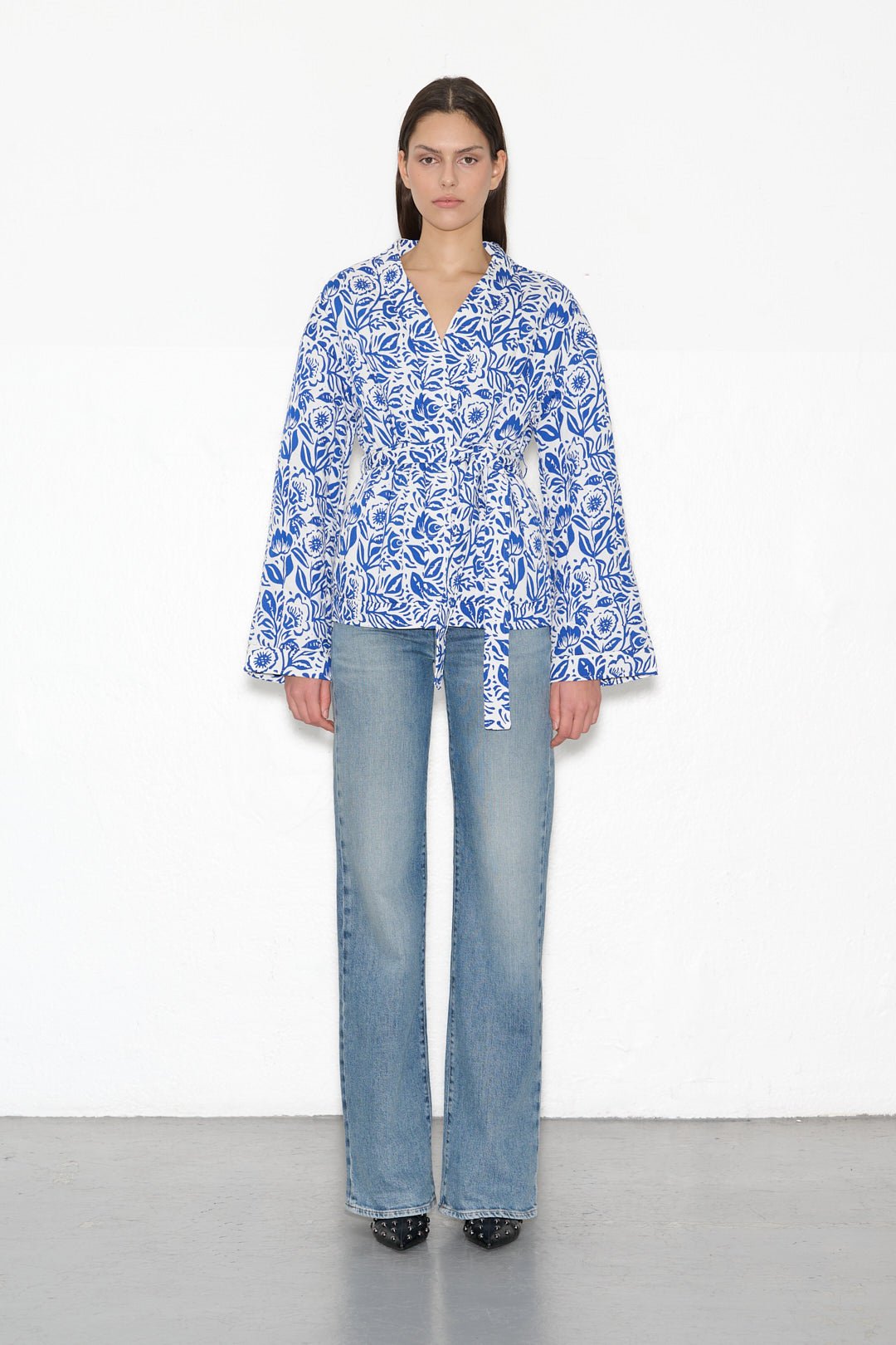Gilet GALICE PRINT FLEUR BLEUE - School Rag