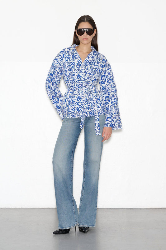 Achat Gilet GALICE PRINT FLEUR BLEUE - School Rag