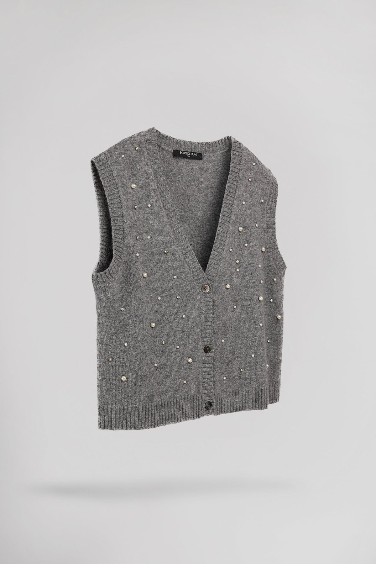 Gilet sans manche perlé et strassé GLESKA - School Rag