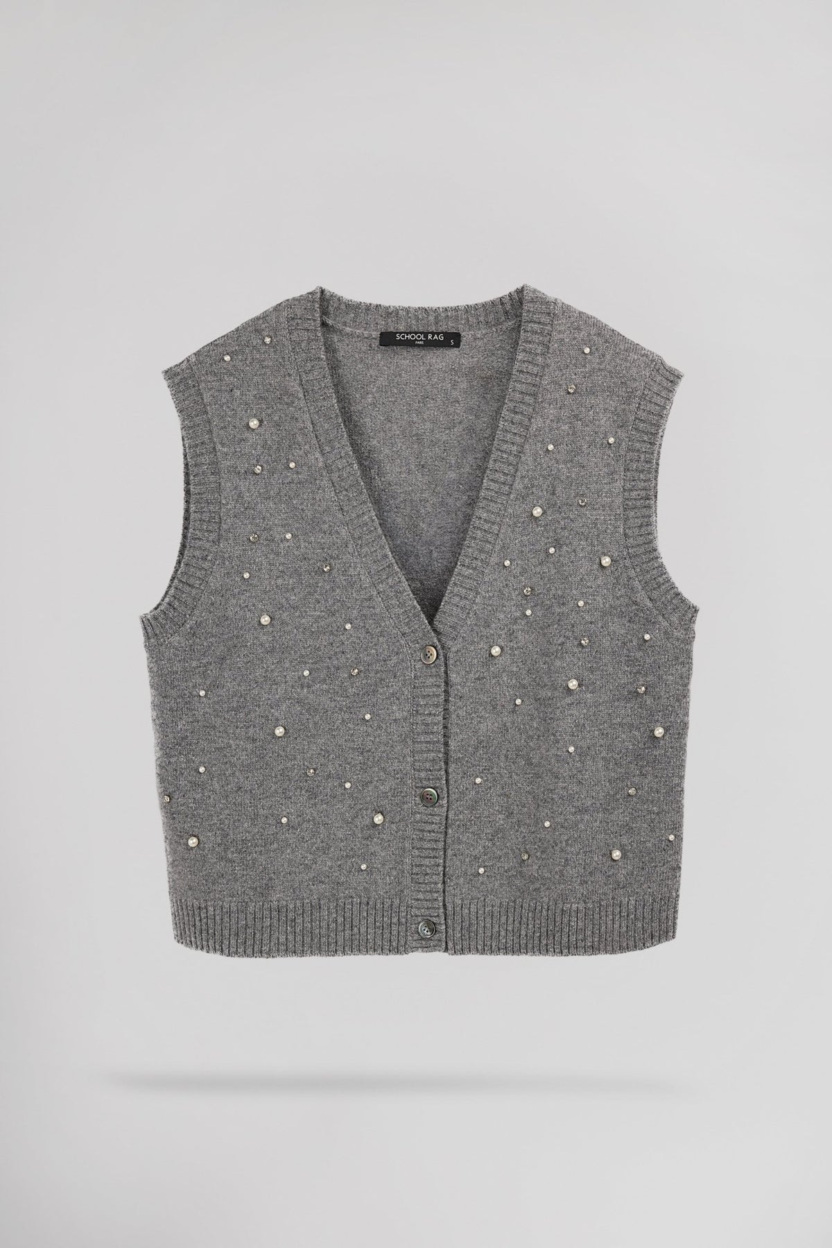 Gilet sans manche perlé et strassé GLESKA - School Rag