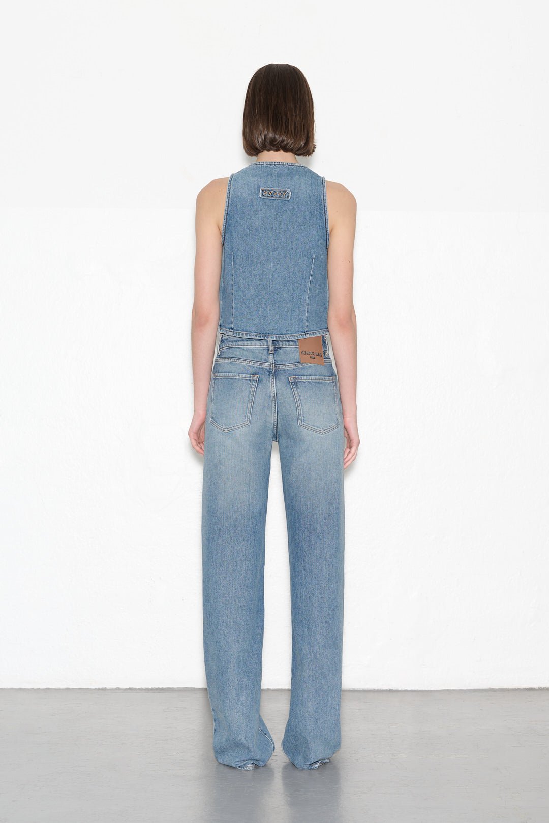 Gilet sans manches cintré en denim GARETT HIGH BLU VINTAGE/INDIGO - School Rag