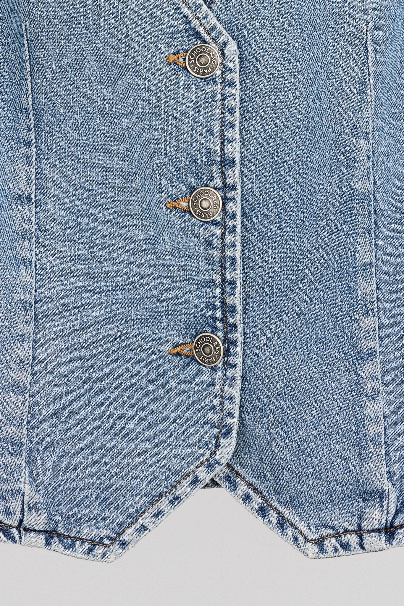 Gilet sans manches cintré en denim GARETT HIGH BLU VINTAGE/INDIGO - School Rag