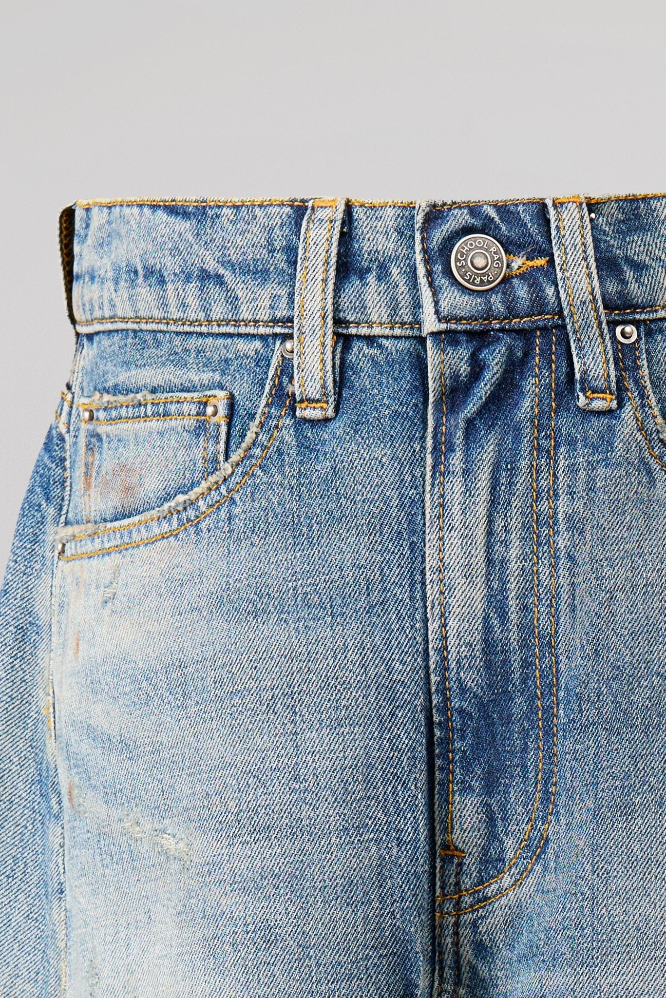 Jean ample barrel taille haute PTL - COSMOS DYE DESTROY - School Rag