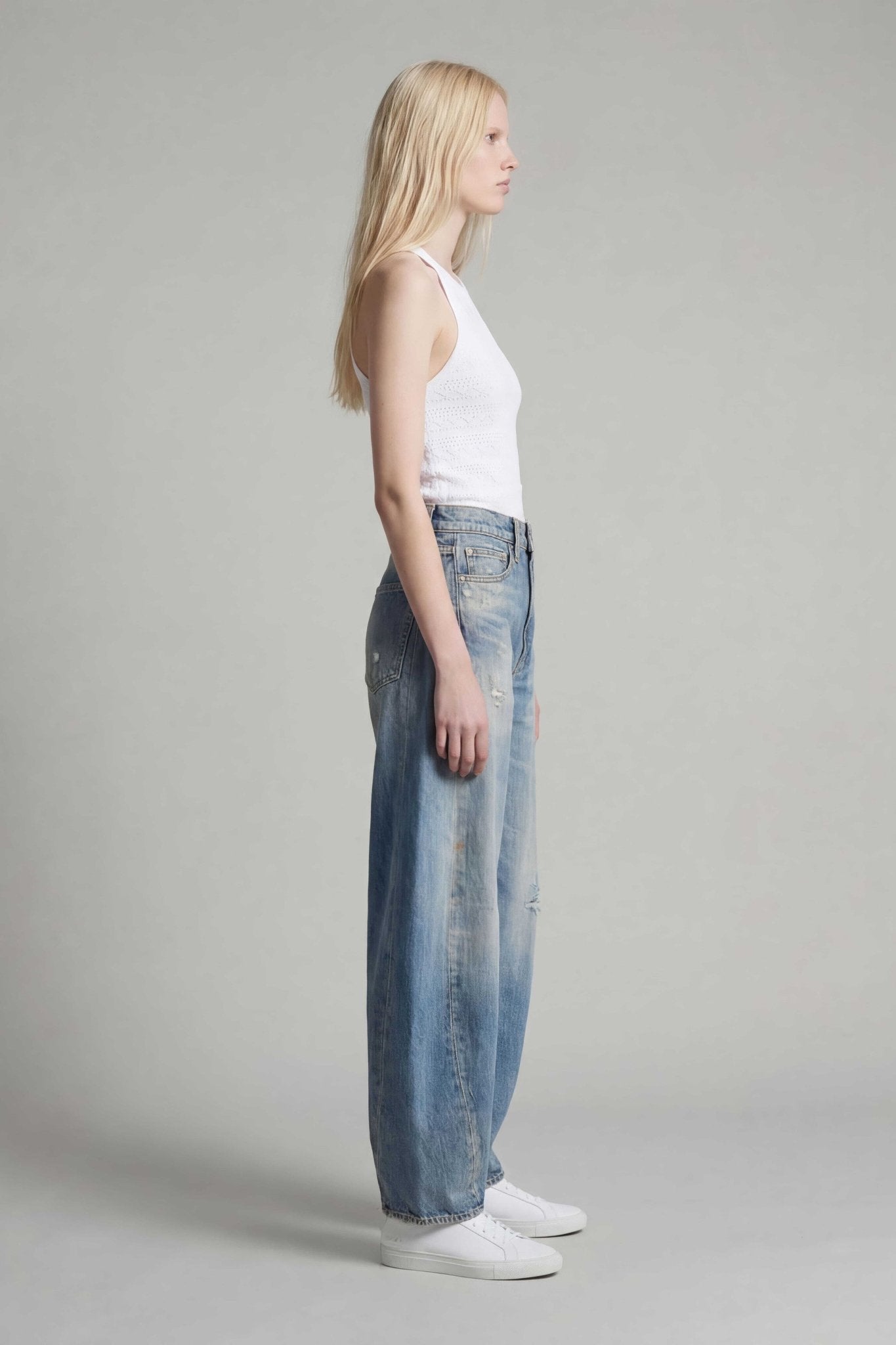 Jean ample barrel taille haute PTL - COSMOS DYE DESTROY - School Rag