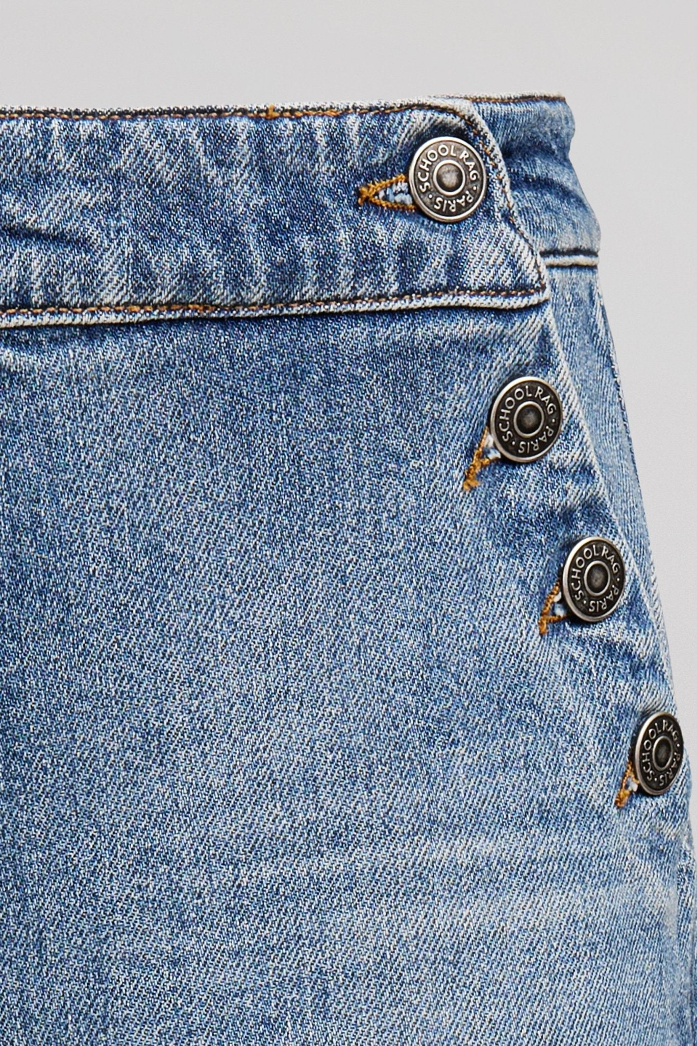 Jean droit ample taille haute PTL - LIBERTY VINTAGE/INDIGO - School Rag