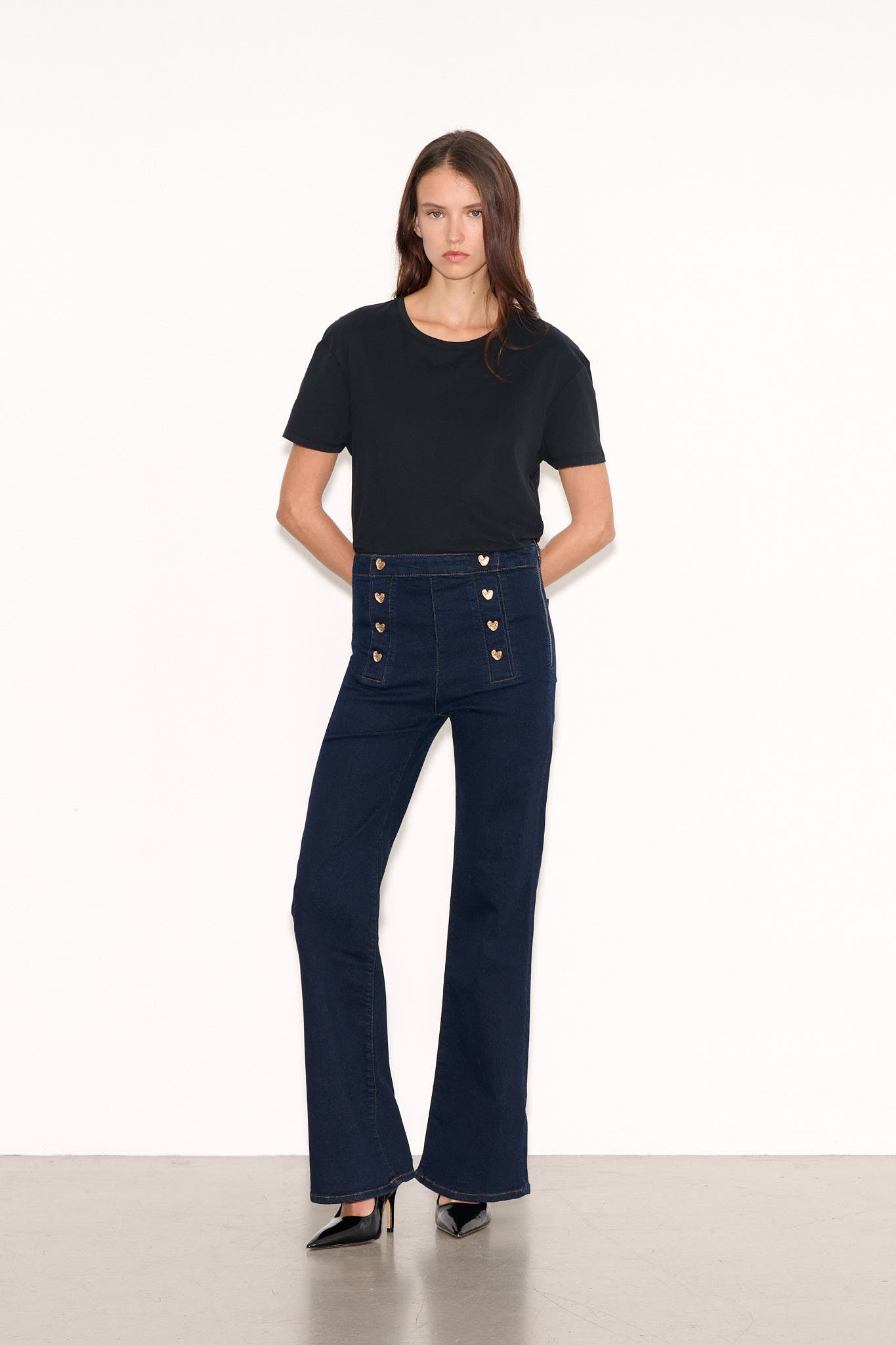 Jean slim boutons cœur PTL - ANGIE OLD/ENCRE - School Rag