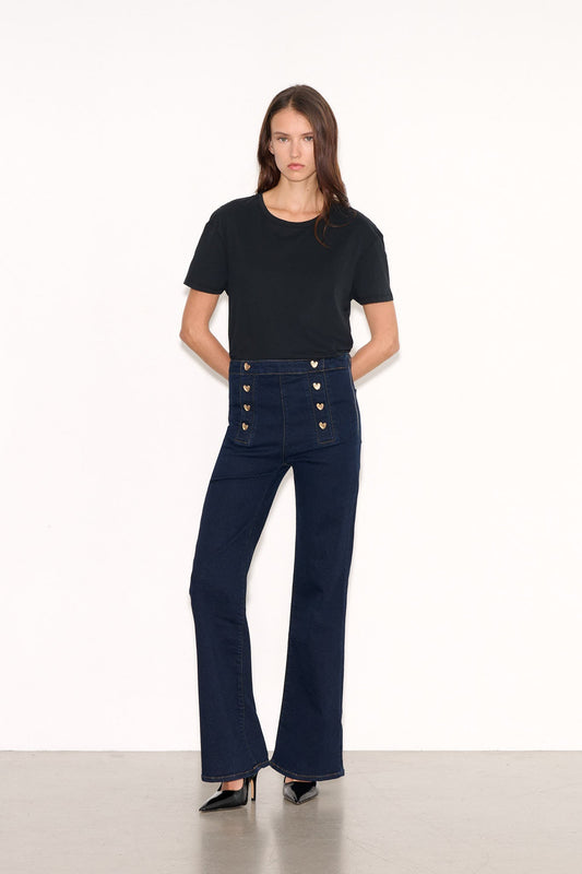 Achat Jean slim boutons cœur PTL - ANGIE OLD/ENCRE - School Rag