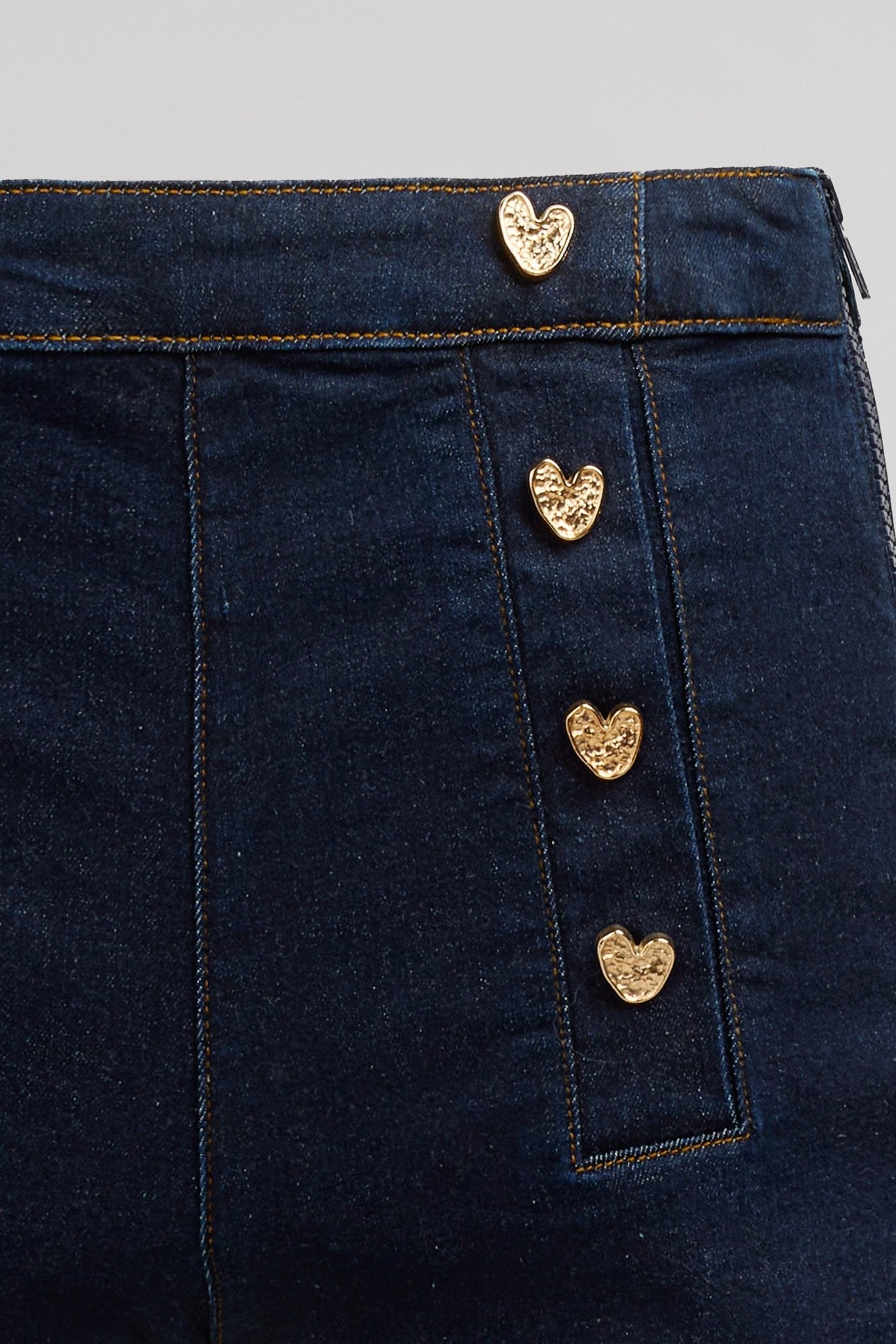 Jean slim boutons cœur PTL - ANGIE OLD/ENCRE - School Rag