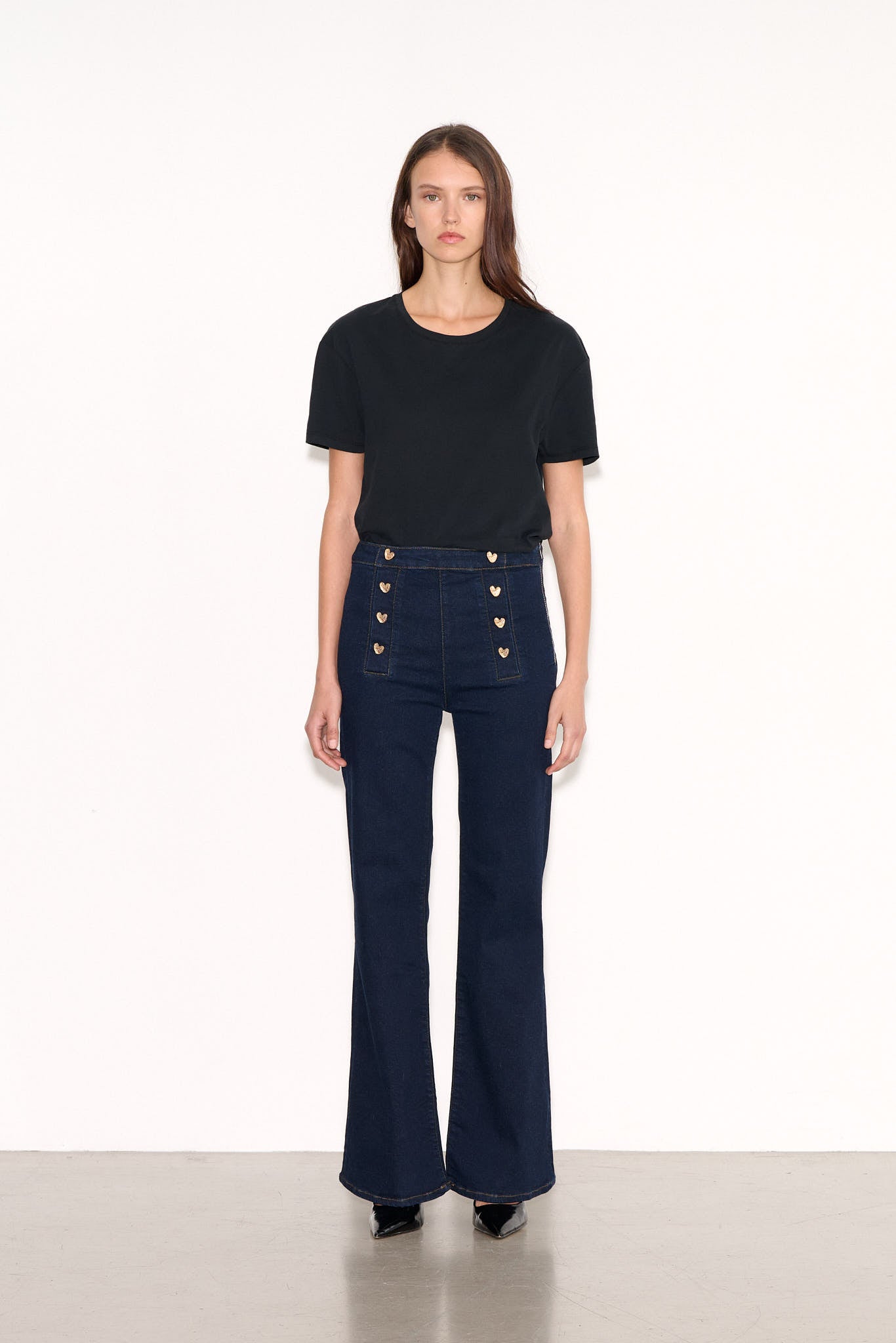 Jean slim boutons cœur PTL - ANGIE OLD/ENCRE - School Rag
