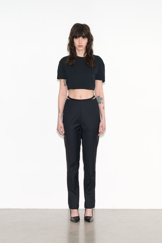 Achat Pantalon ajusté taille haute PTL - PALIA STRAP NOIR - School Rag