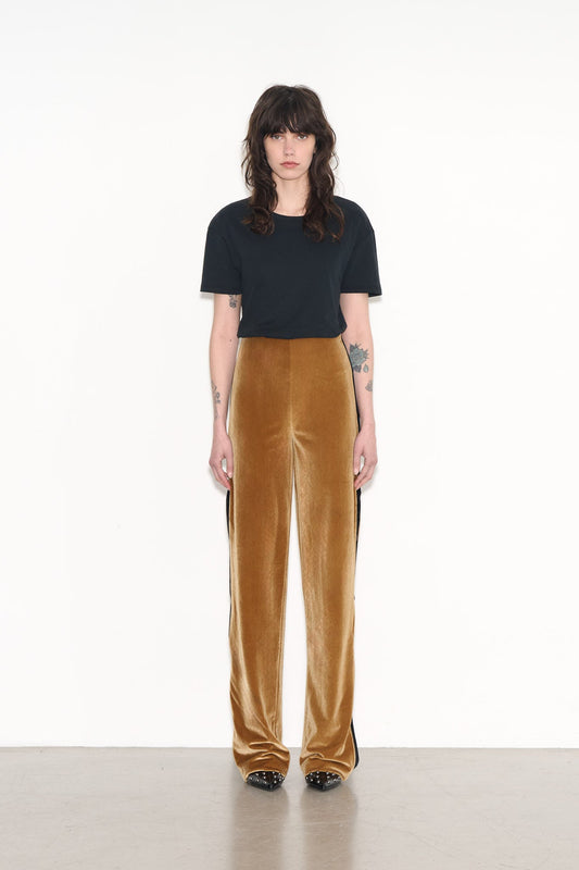 Achat Pantalon droite taille haute PTL - HAZEL CAMEL VELVET - School Rag