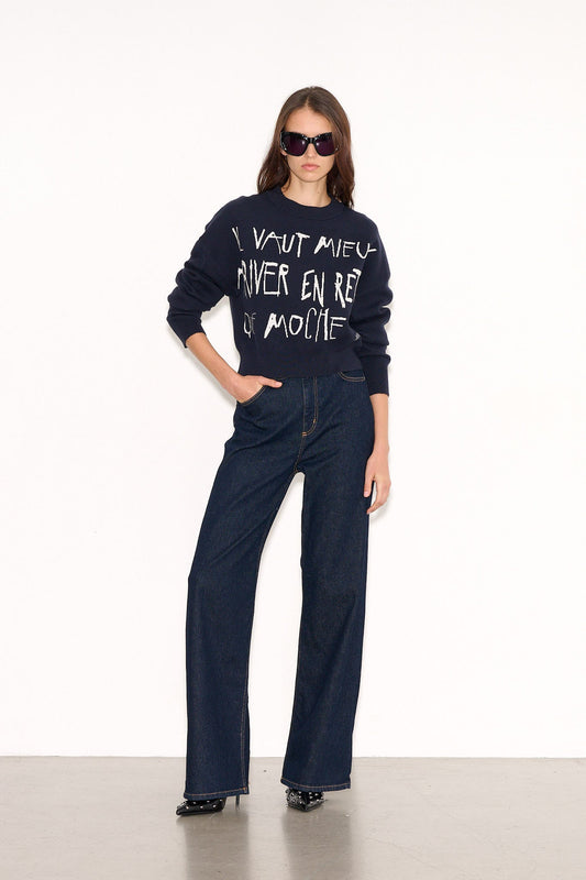 Achat Pull ample court P - MESSENGER DARK NAVY - School Rag