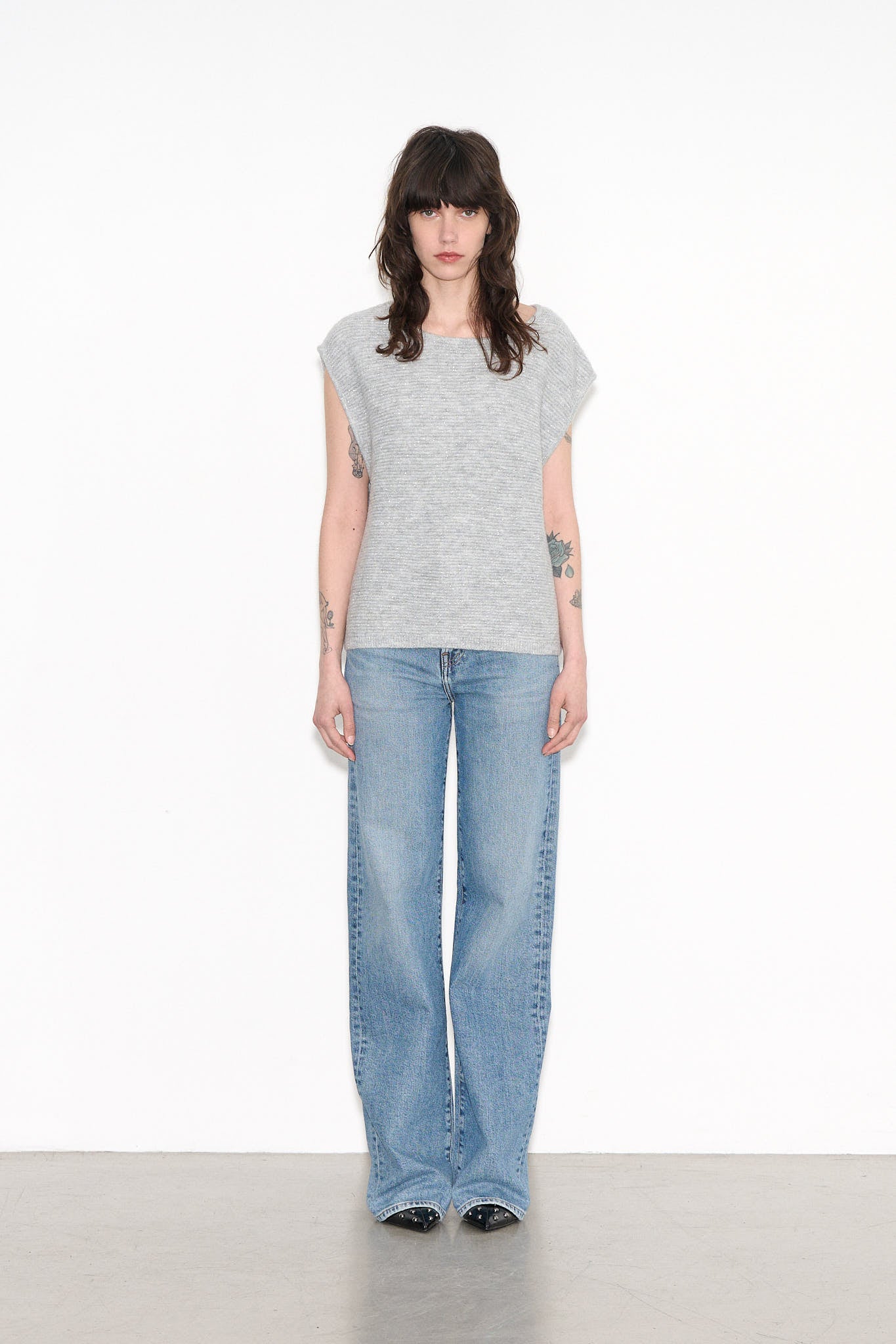 Pull ample PALMYRE WAVY GRIS CHINE PAILLETTE - School Rag