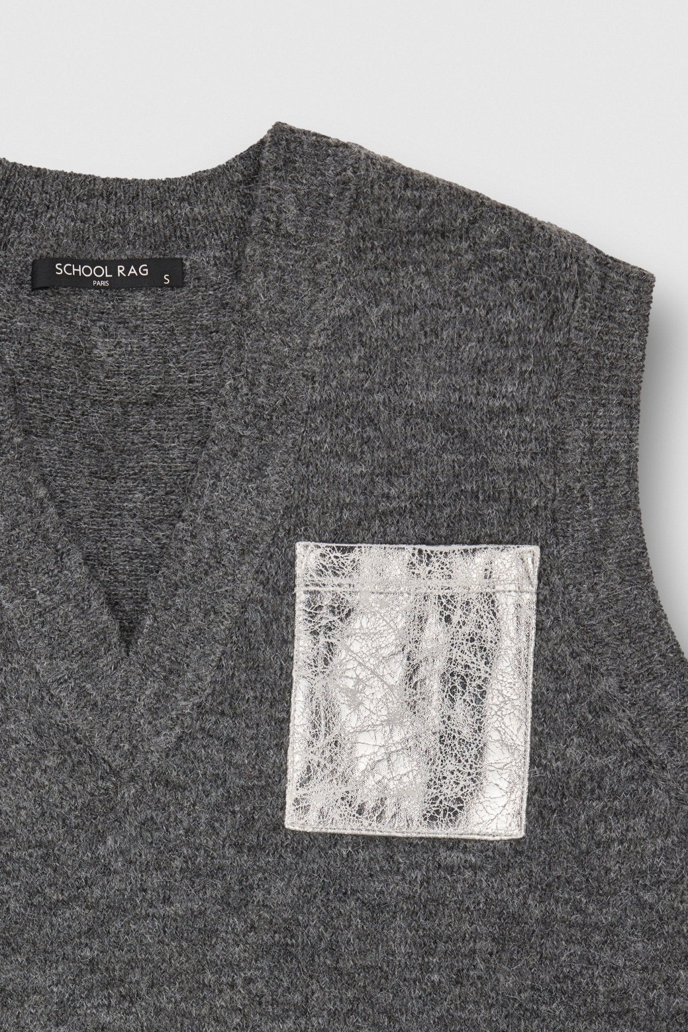 Pull ample sans manches PEESHOP POCKET GRIS CHINE MOYEN - School Rag