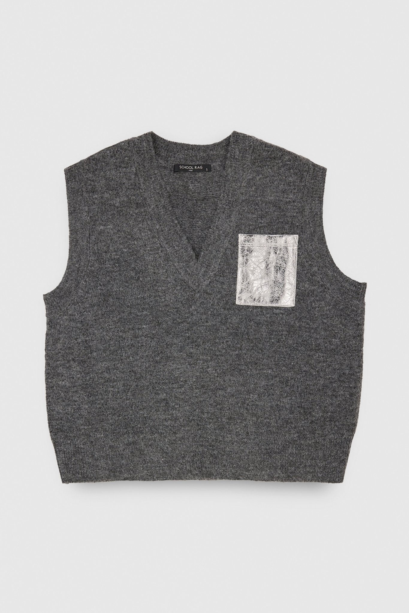 Pull ample sans manches PEESHOP POCKET GRIS CHINE MOYEN - School Rag