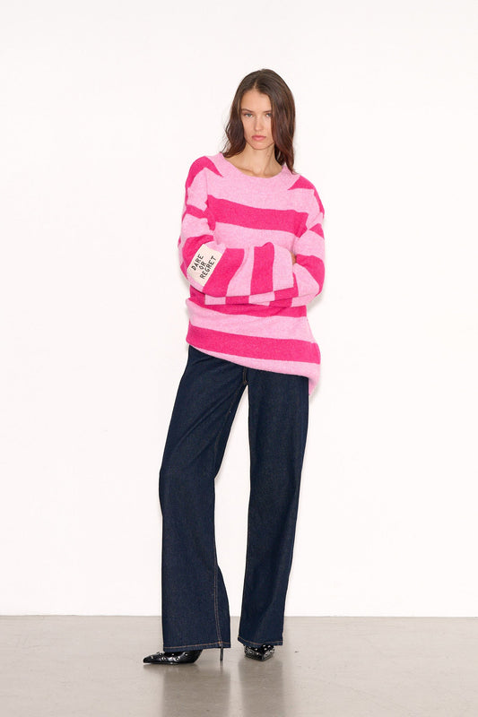 Achat Pull oversize P - DARE PINK & FUSHIA STRIPES - School Rag