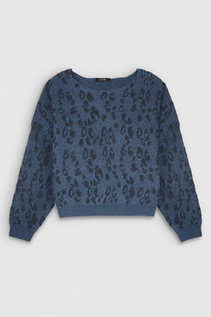Pull oversize PALERME LEOPARD BLUE LUREX LEOPARD - School Rag