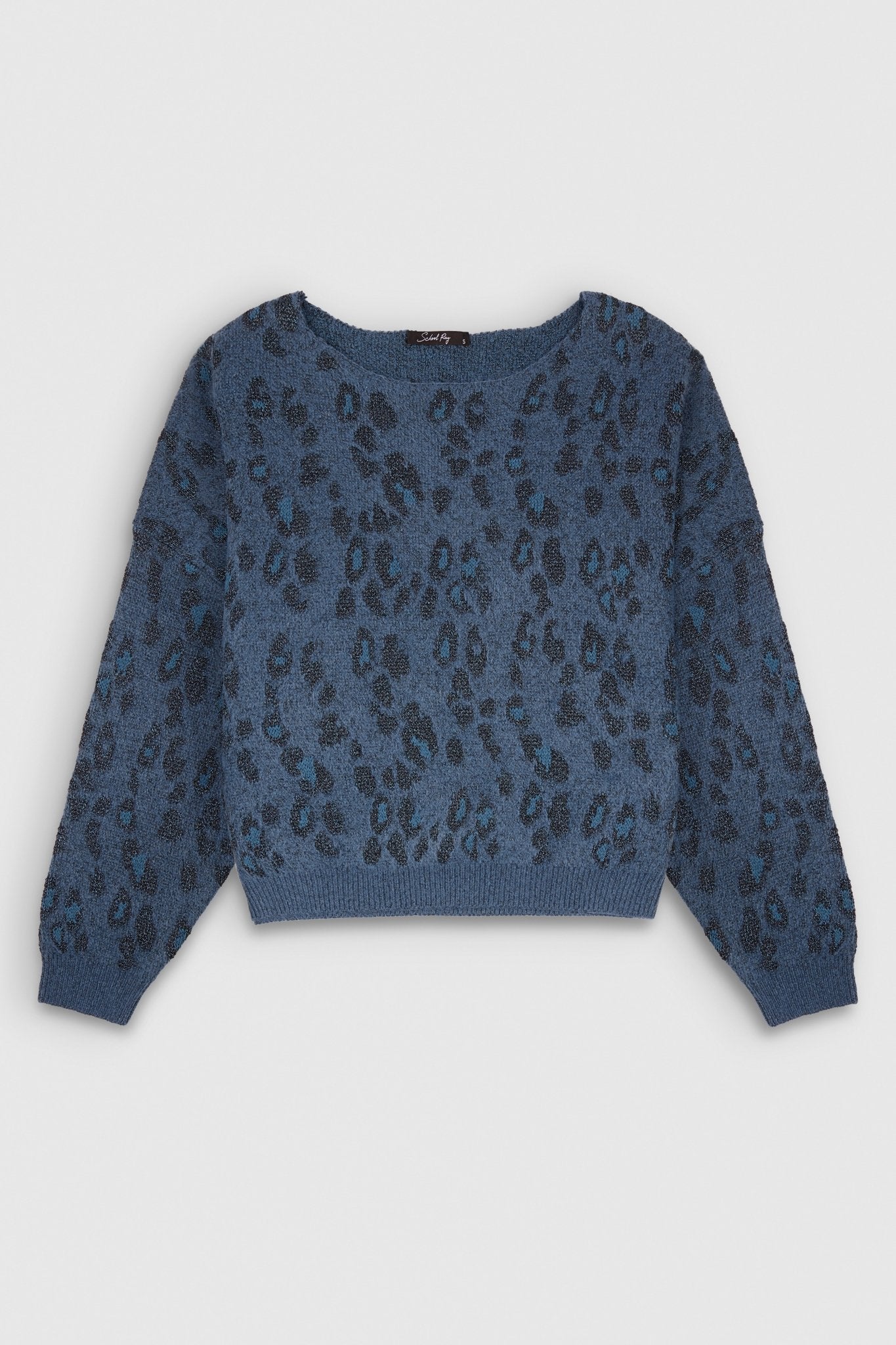 Pull oversize PALERME LEOPARD BLUE LUREX LEOPARD - School Rag