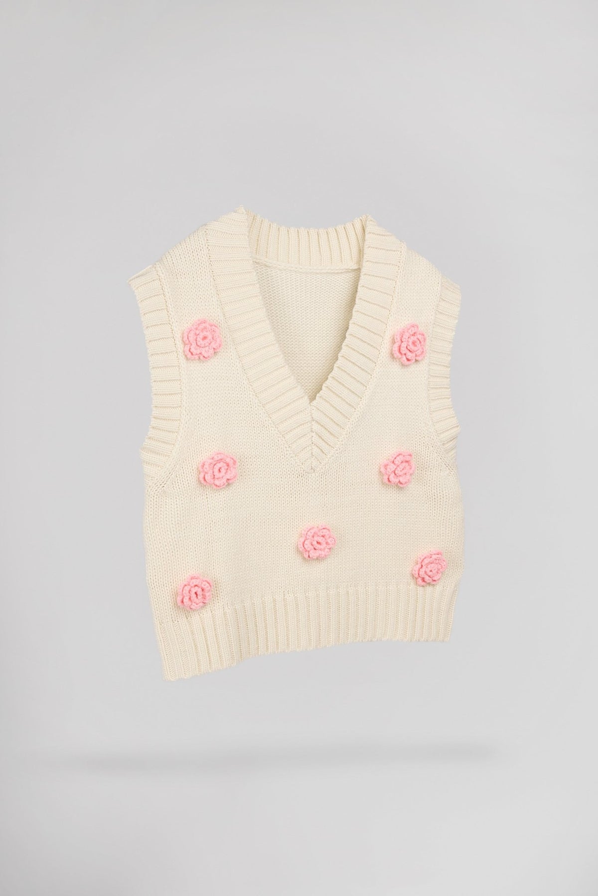 Pull sans manche à roses tricotées PIO ROSE - School Rag