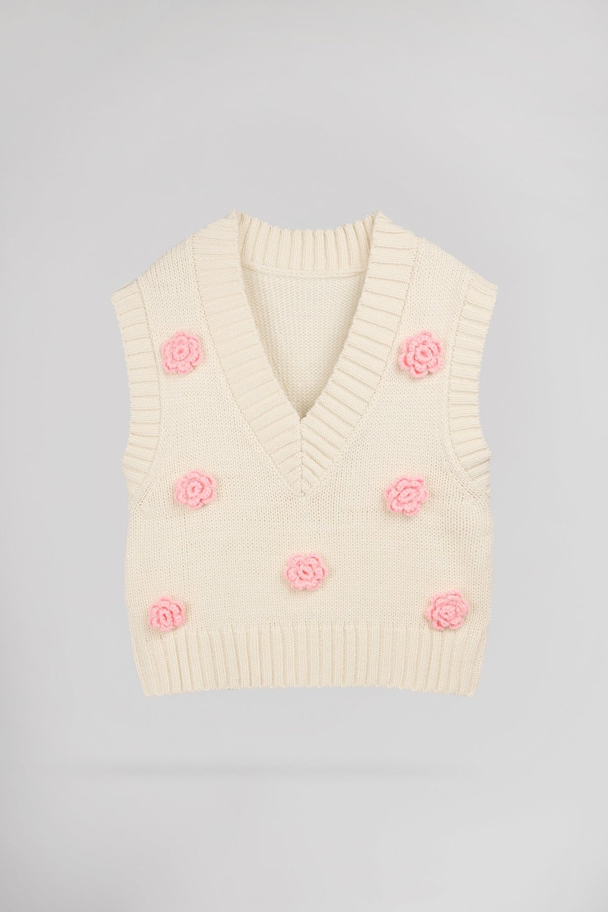 Pull sans manche à roses tricotées PIO ROSE - School Rag