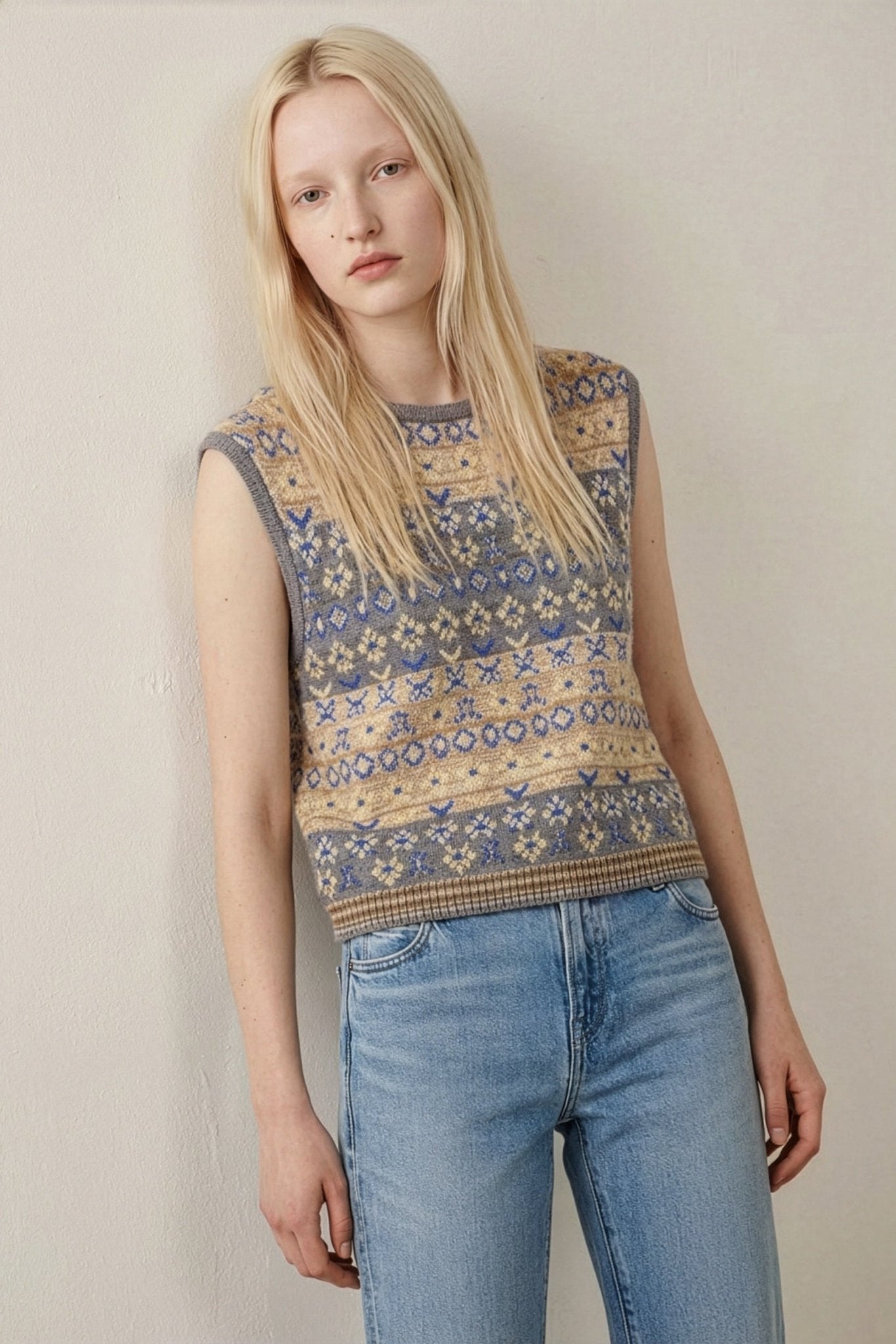 Pull sans manche jacquard PRESLEY - School Rag
