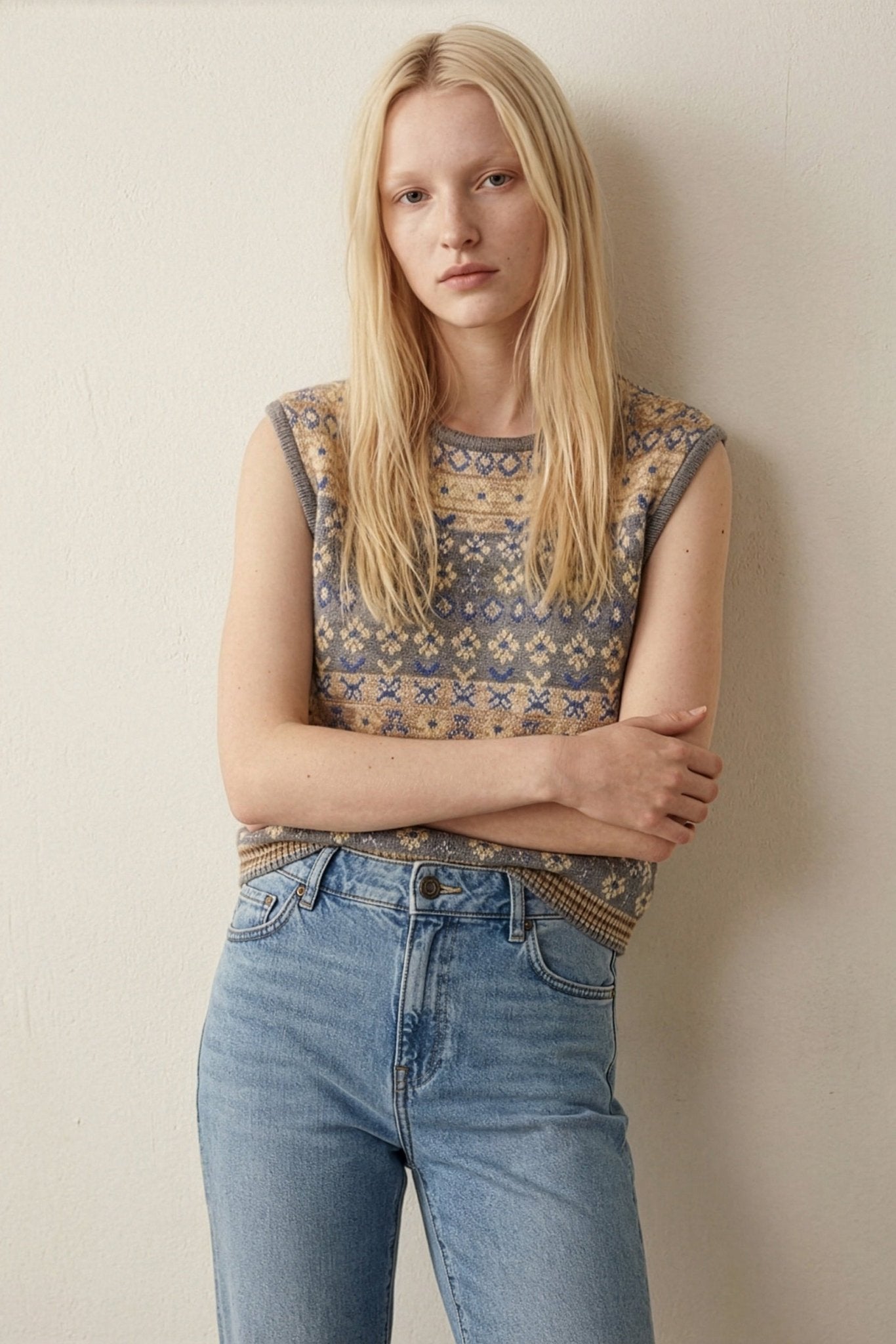 Pull sans manche jacquard PRESLEY - School Rag