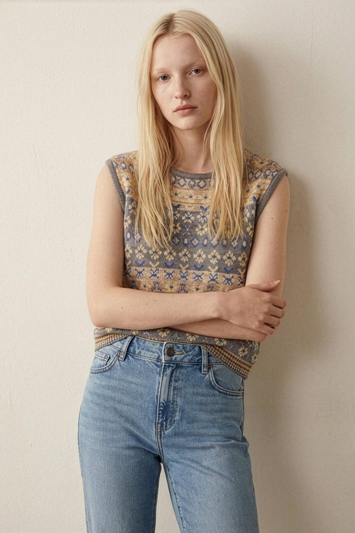 Pull sans manche jacquard PRESLEY - School Rag